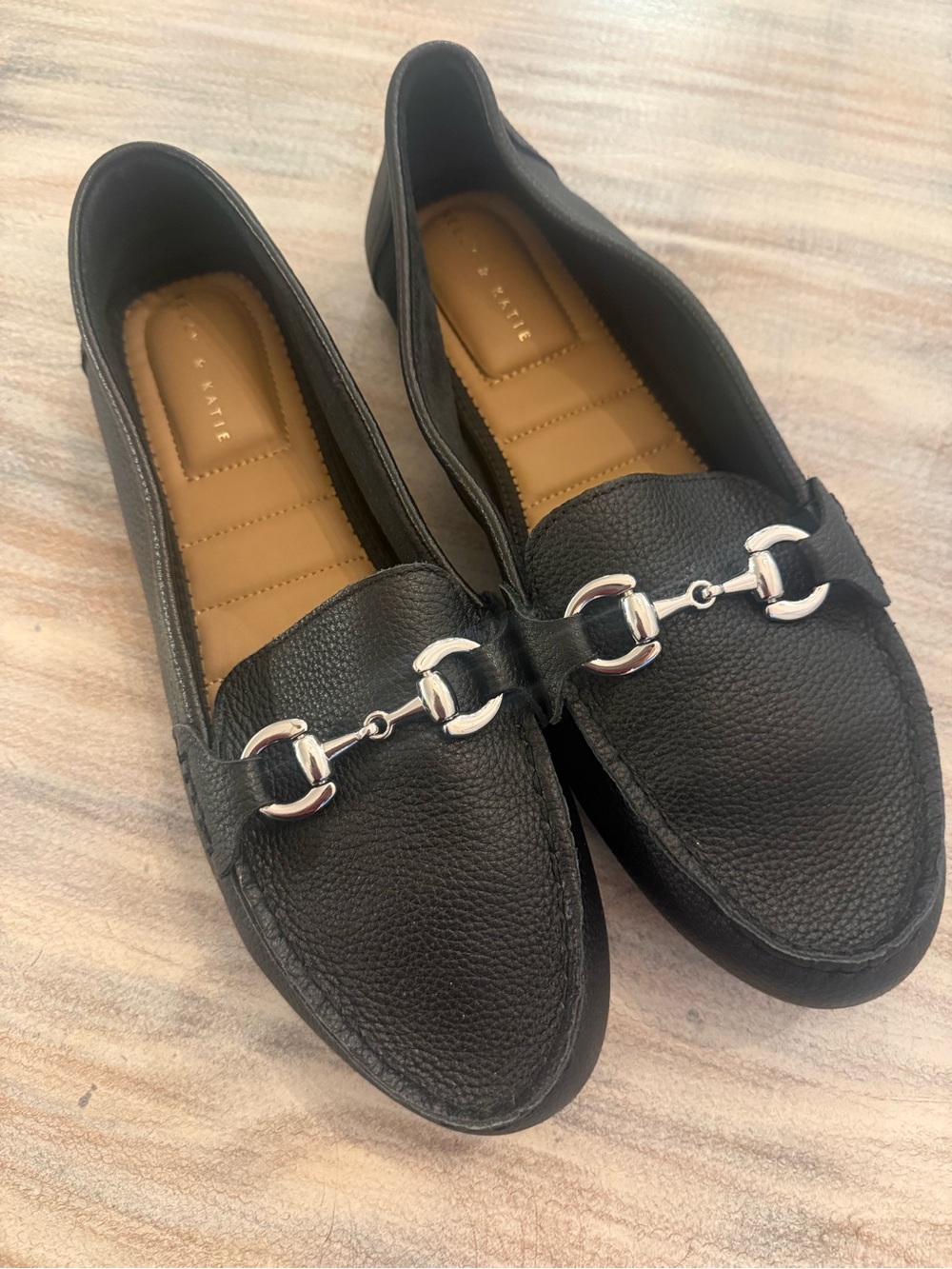 Kelly and Katie Black Leather KAI slip on Loafers Driving Shoes Women’s Size 11